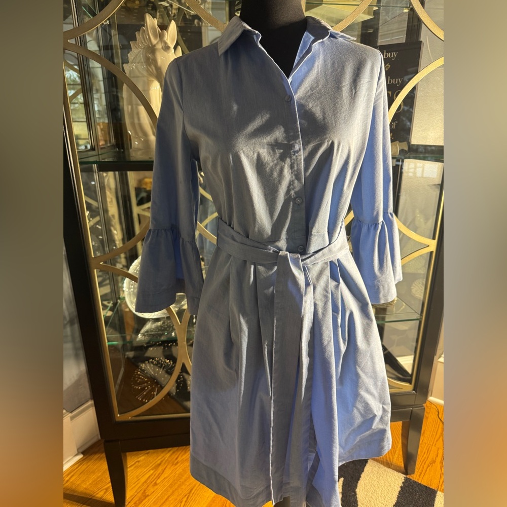 Worthington Blue A-Line Dress with Bell Sleeves